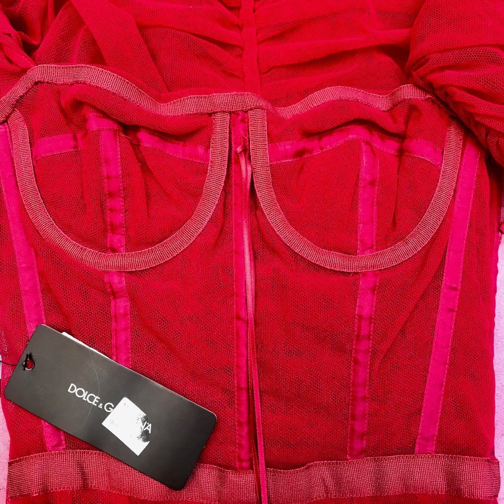 Auc New Runway D&G Bustier Ruched Chiffon Dress - Picture 9 of 14